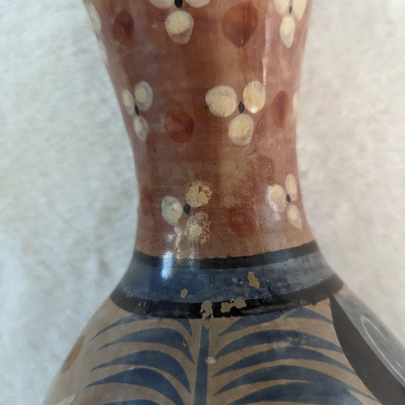Vintage Tonala Hand Painted Mexican Folk art Pottery Vase - Picture 7 of 15